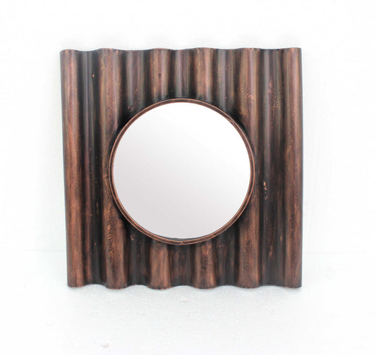 24 X 24 X 3 Bronze Panpipe-Like Wooden Cosmetic - Mirror