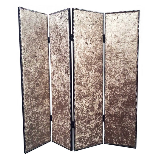 1 x 84 x 84 Bronze Wood & Fabric  Screen