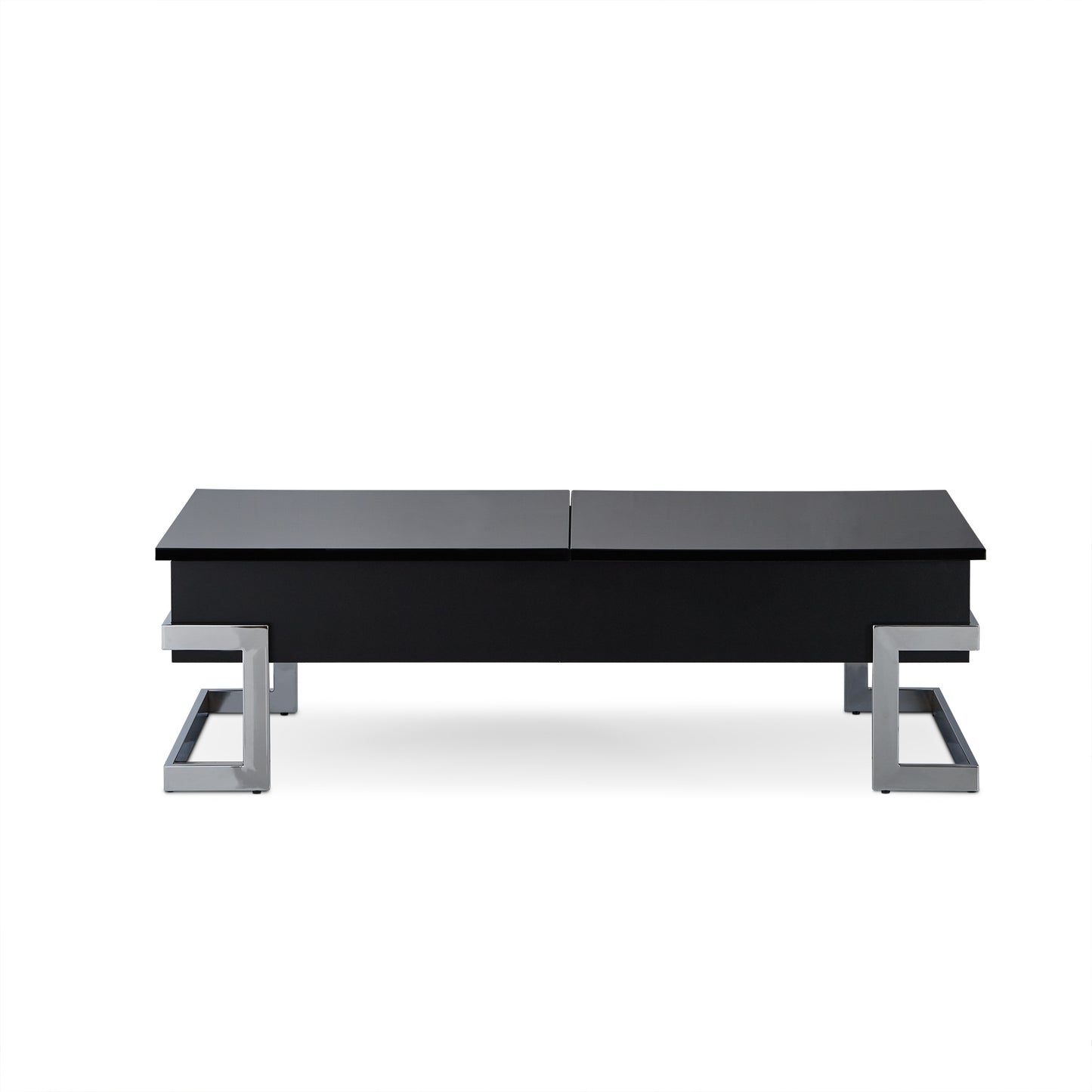 47' X 20' X 14-24' Black And Chrome Particle Board Coffee Table
