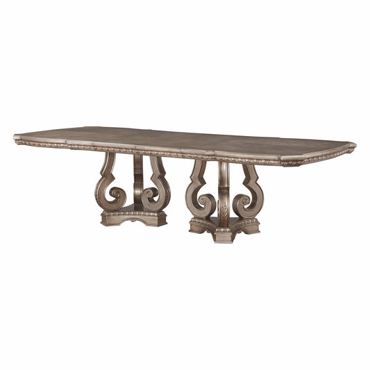 76-112" X 46" X 30" Antique Champagne Dining Table