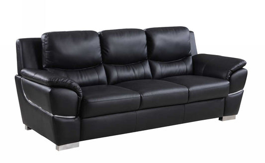 37" Chic Black Leather Sofa