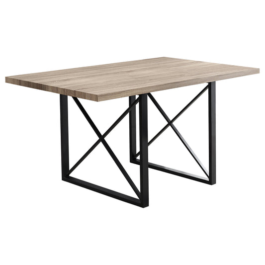 36" X 60" X 30" Dark Taupe  Black  Hollowcore  Particle Board  Metal  Dining Table