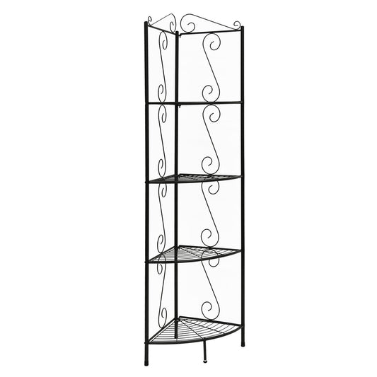 15" X 22.5" X 70" Brown Metal Corner Shelf  Bookcase
