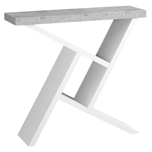 11.5" X 35.5" X 34" White Grey Finish Hollow Core Accent Table
