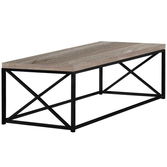 22" x 44" x 17" Taupe  Black  Particle Board  Metal  Coffee Table