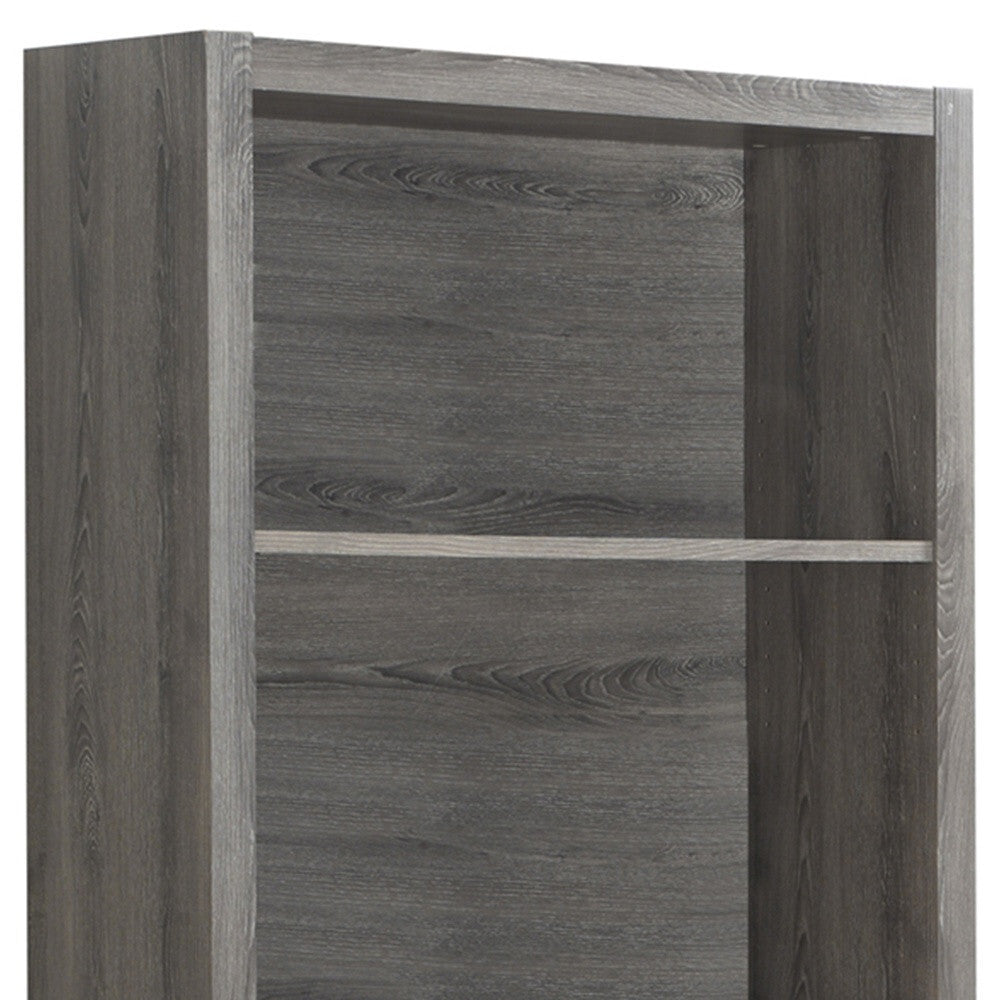 12" X 31.5" X 71.25" Dark Taupe Particle Board Hollow Core  Bookcase With A Storage Drawer
