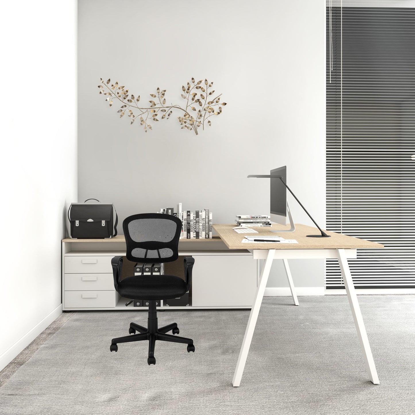 21.5" X 23" X 33" Black Foam Metal Polypropylene Polyester  Office Chair