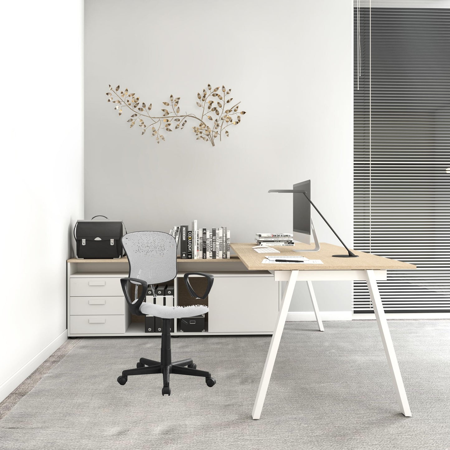 21.5" X 23" X 33" White Foam Metal Polypropylene Polyester  Office Chair