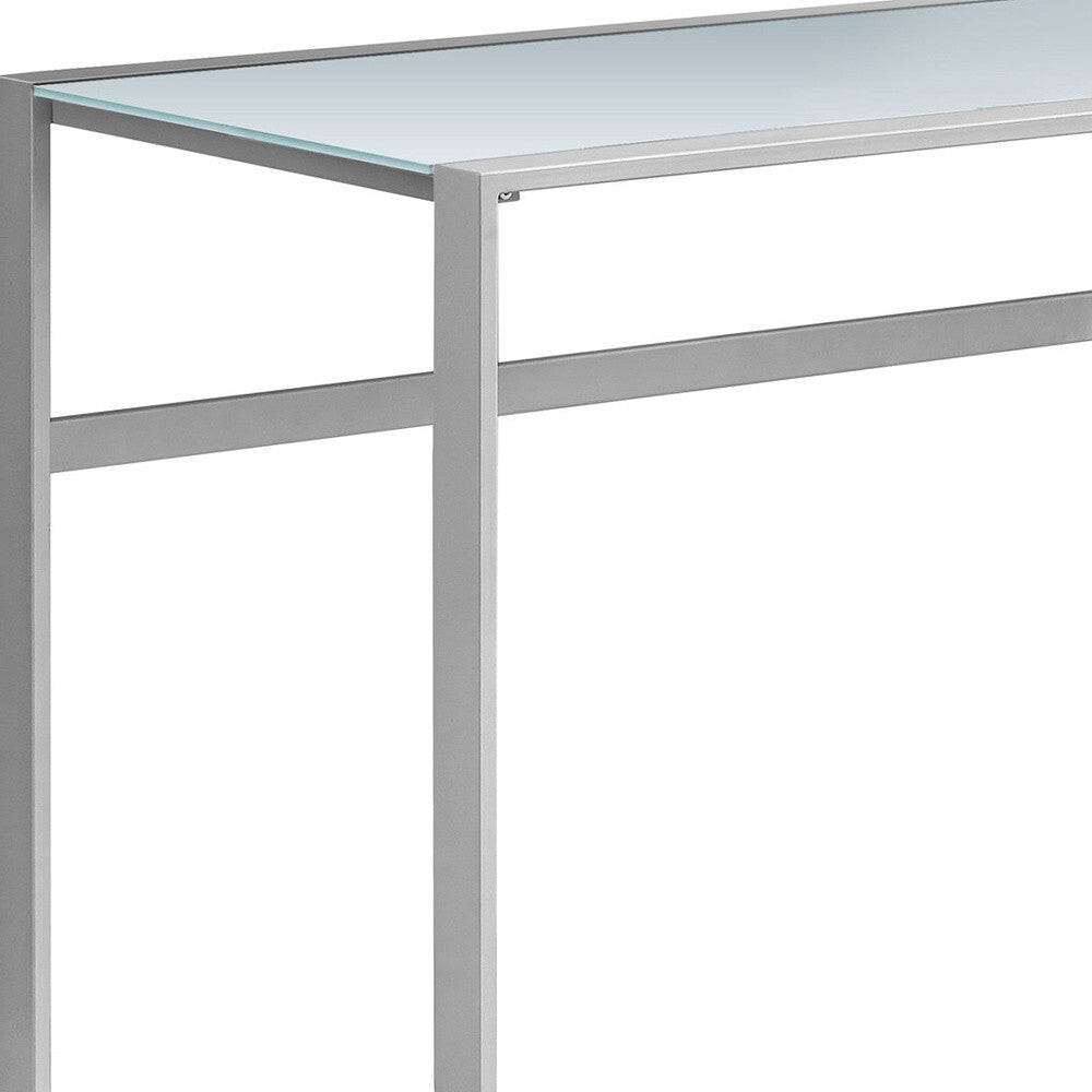 22" x 48" x 30" Silver  White  Tempered Glass  Metal   Computer Desk