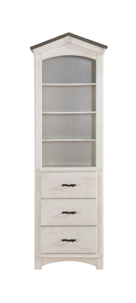 14' X 24' X 78' Weathered White Washed Gray Wood Bookcase