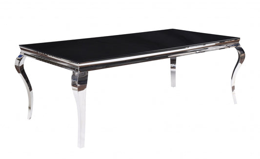 40' X 80' X 30' Stainless Steel Black Glass  Dining Table