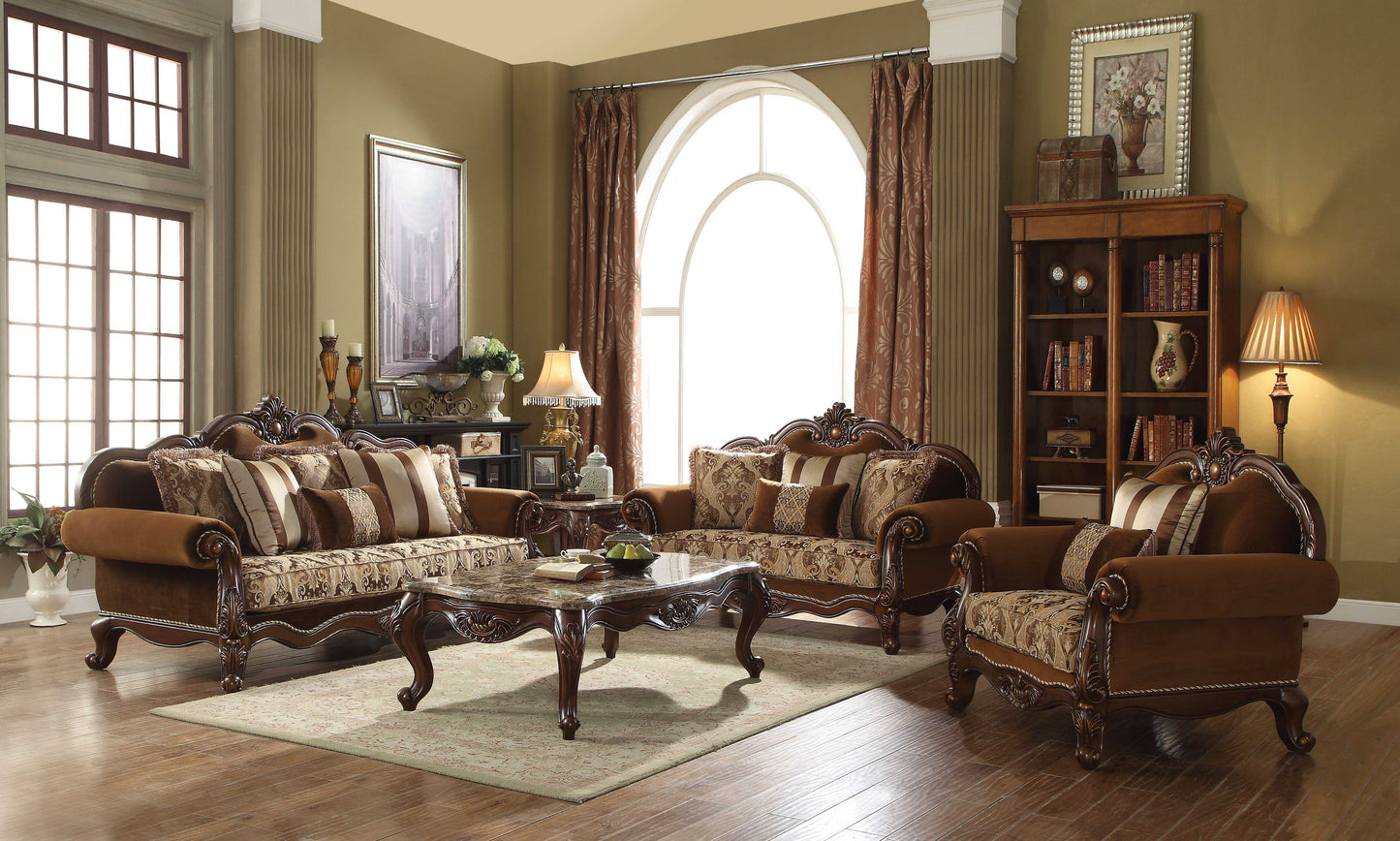 37' X 89' X 46' Fabric Cherry Oak Upholstery Wood LegTrim Sofa w6 Pillows