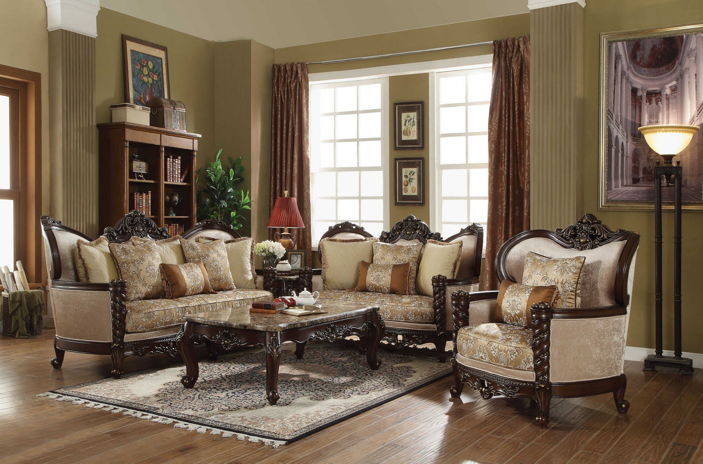39' X 85' X 49' Fabric Dark Walnut Upholstery Wood LegTrim Sofa w6 Pillows