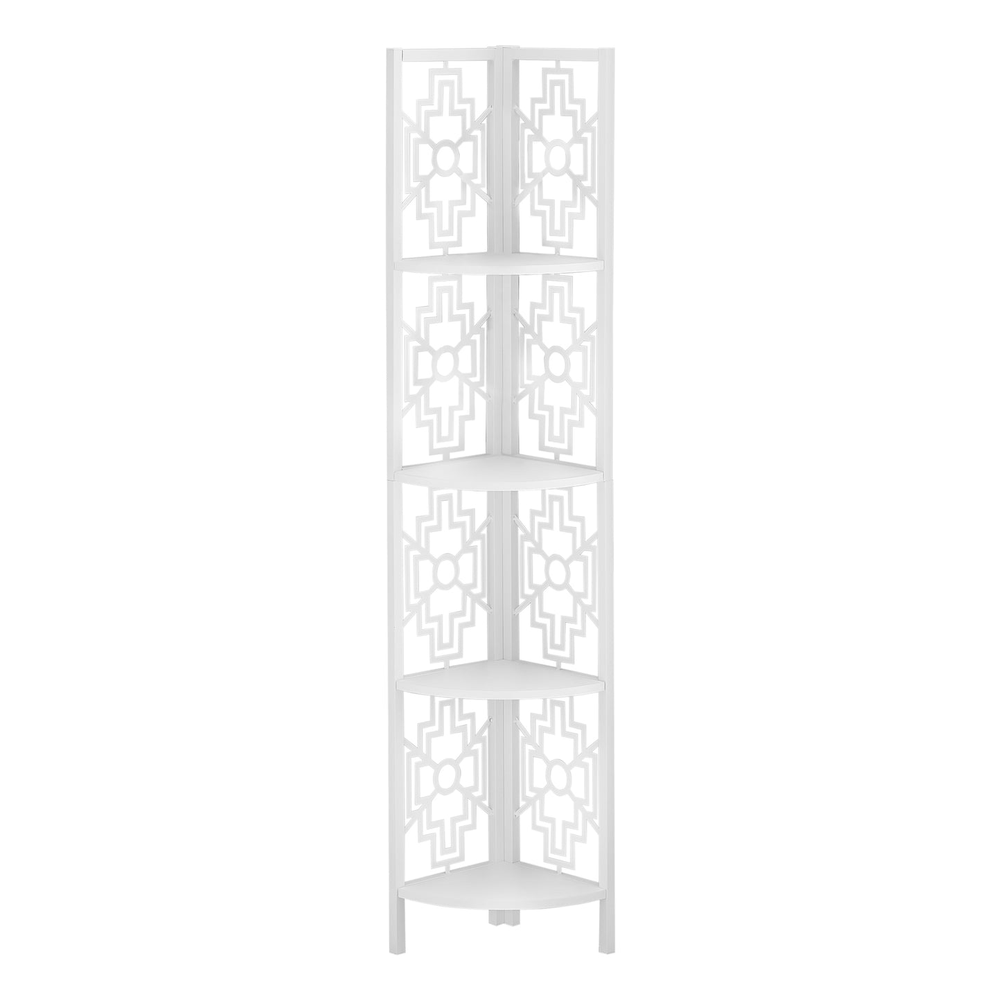 15.5" X 11" X 61.5" White Metal Corner Etagere Bookcase