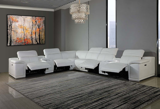 267" X 320" X 266.4" White Power Reclining 8Pc Sectional