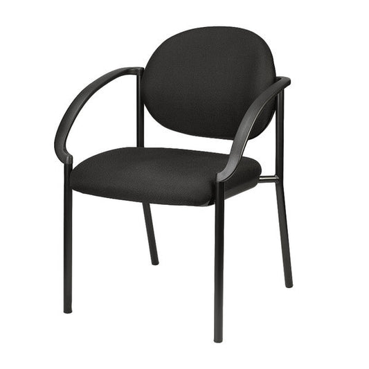 24" Set Of 2 Deep Black Fabric Guest Arm Chairs