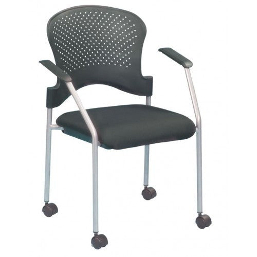 Set Of Two Black With Gray Aero Professional Rolling Guest Chairs
