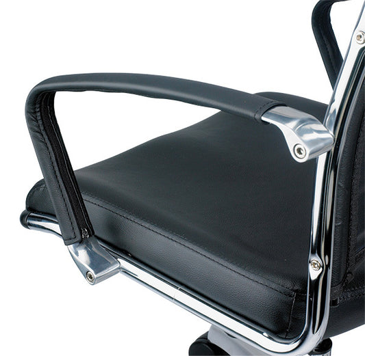 22" X 25.5" X 35.4" Black Leather Guest Chair
