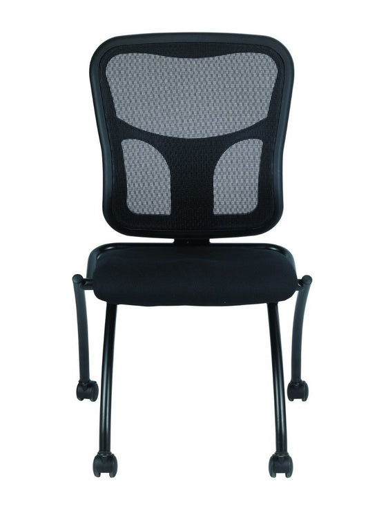 Set Of 2 Ergonomic Black Mesh Rolling Arm Chairs