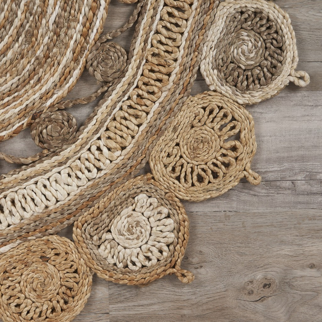 '9' Natural Round Hand Braided Area Rug