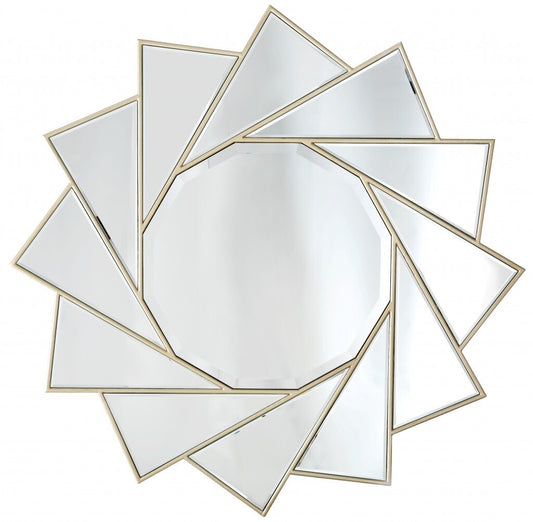 35" Painted Sunburst Accent Mirror Wall Mounted With Metal Frame