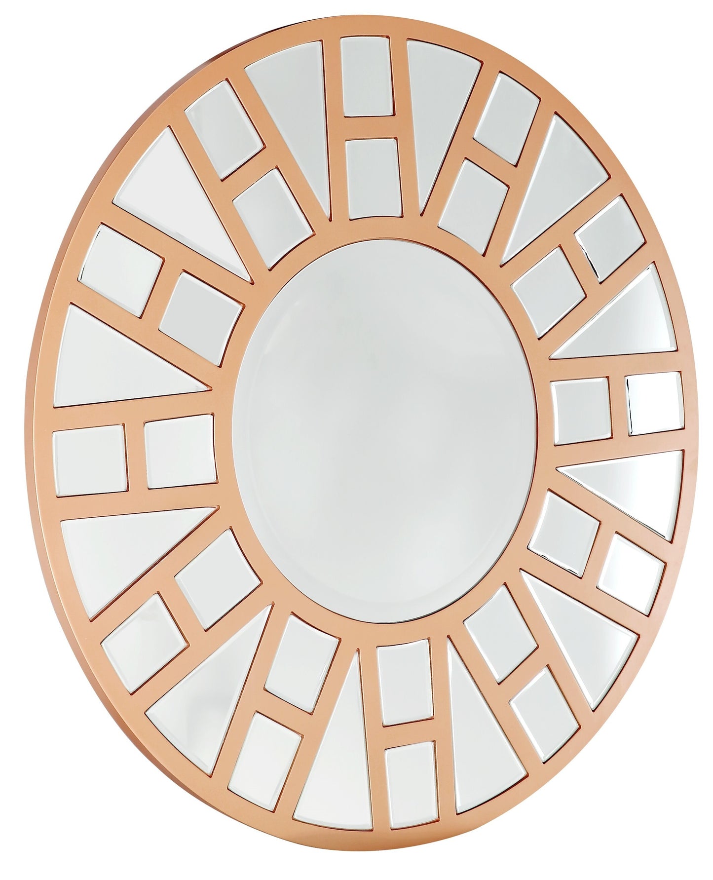 32" Polished Round Accent Mirror Wall Mounted With Metal Frame