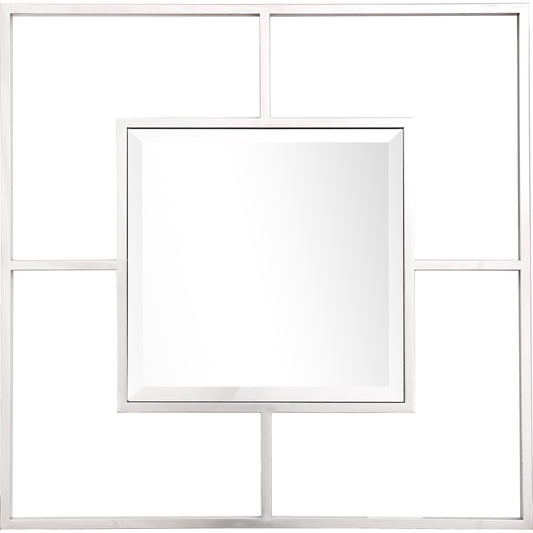 32" Painted Square Accent Mirror Wall Mounted With Metal Frame
