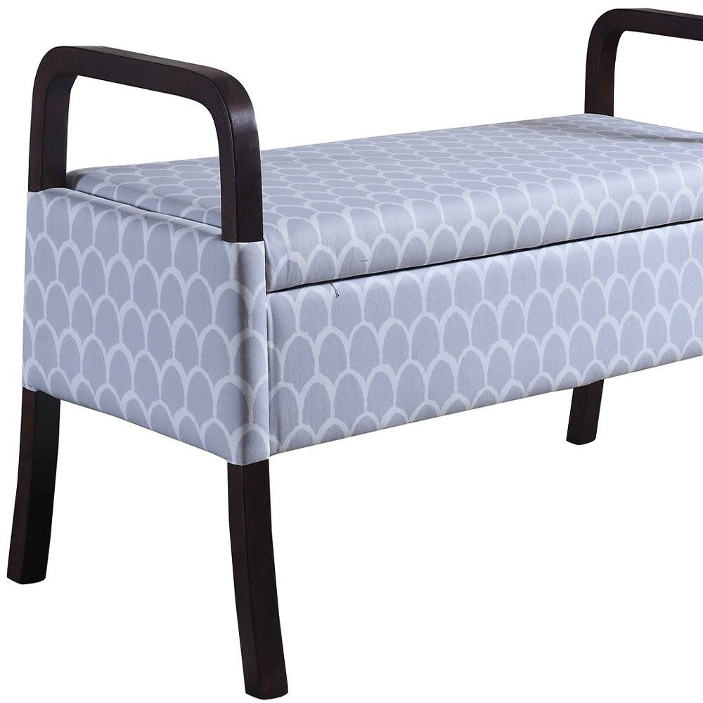 17" Black And Gray Upholstered 100% Polyester Trellis Entryway Bench With Flip Top